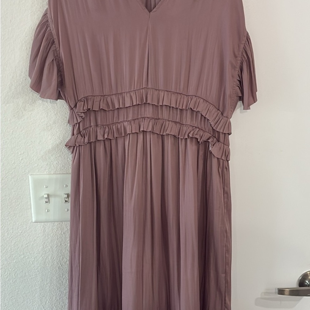 Bohme Mauve Ruffle Midi Dress